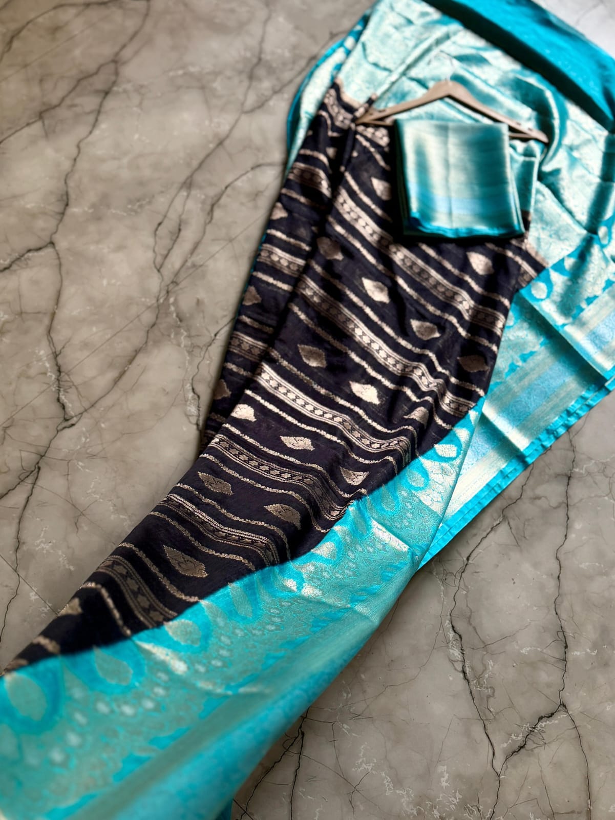 Black Banarasi Kathan Silk Saree Alna Apparels