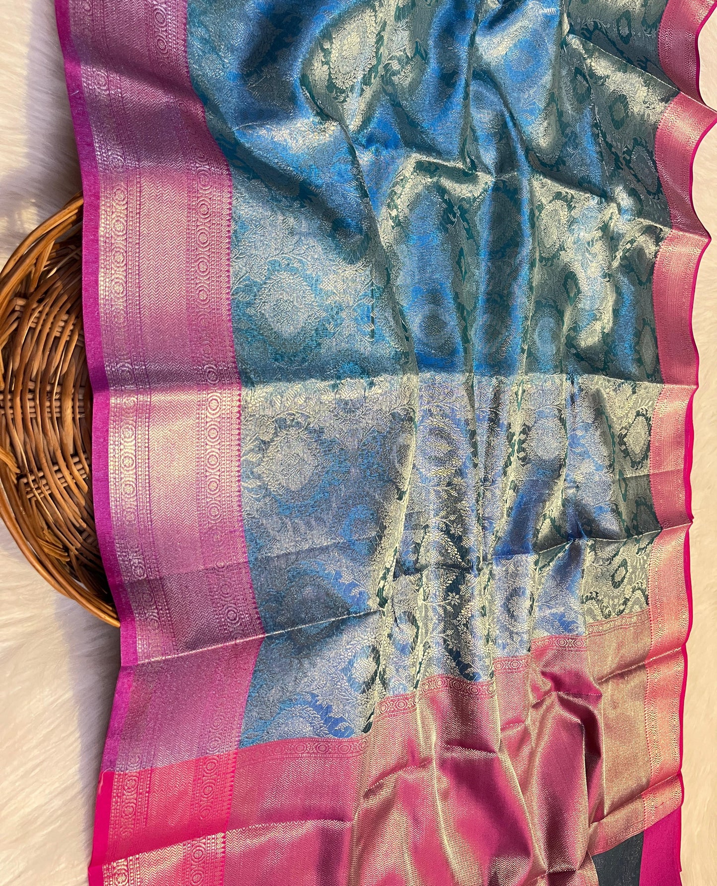 Blue Banarasi Tissue Silk Saree Alna Apparels