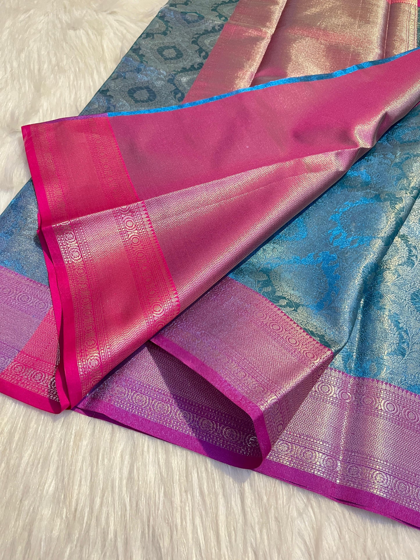 Blue Banarasi Tissue Silk Saree Alna Apparels