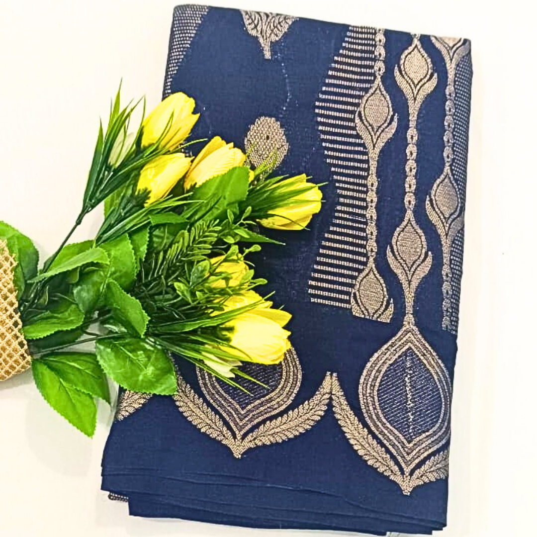 Navy Banarasi Silk Saree Alna Apparels