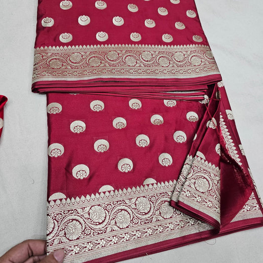 Maroon Mashruh Kathan Silk Saree Alna Apparels