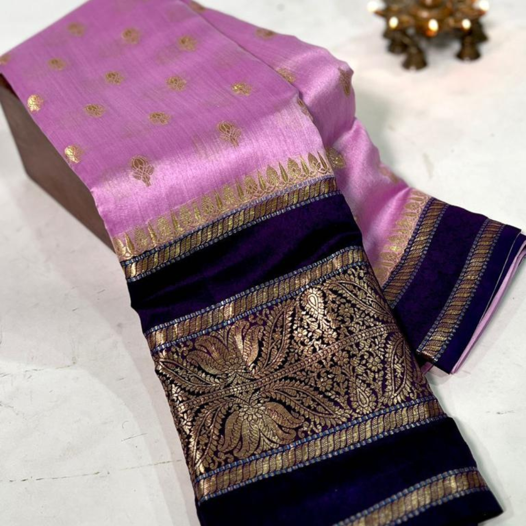 Pink Banarasi Kathan Dupion Silk Saree Alna Apparels