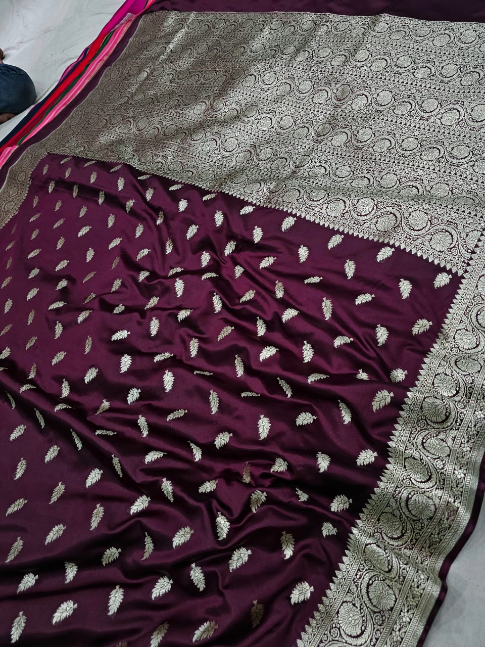 Purple Pure Banarasi Mashru Silk Saree Alna Apparels