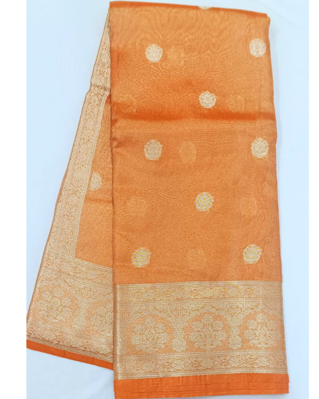 Orange Banarasi Tissue Silk Saree Alna Apparels