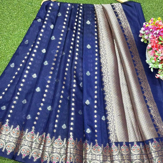 Blue Banarasi Warm Silk Saree Alna Apparels