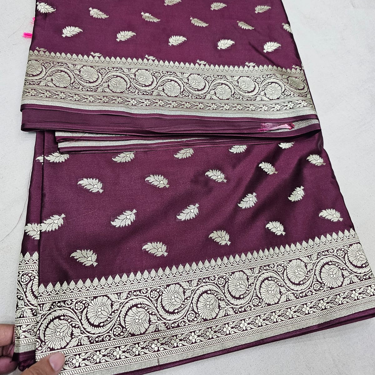 Purple Pure Banarasi Mashru Silk Saree Alna Apparels