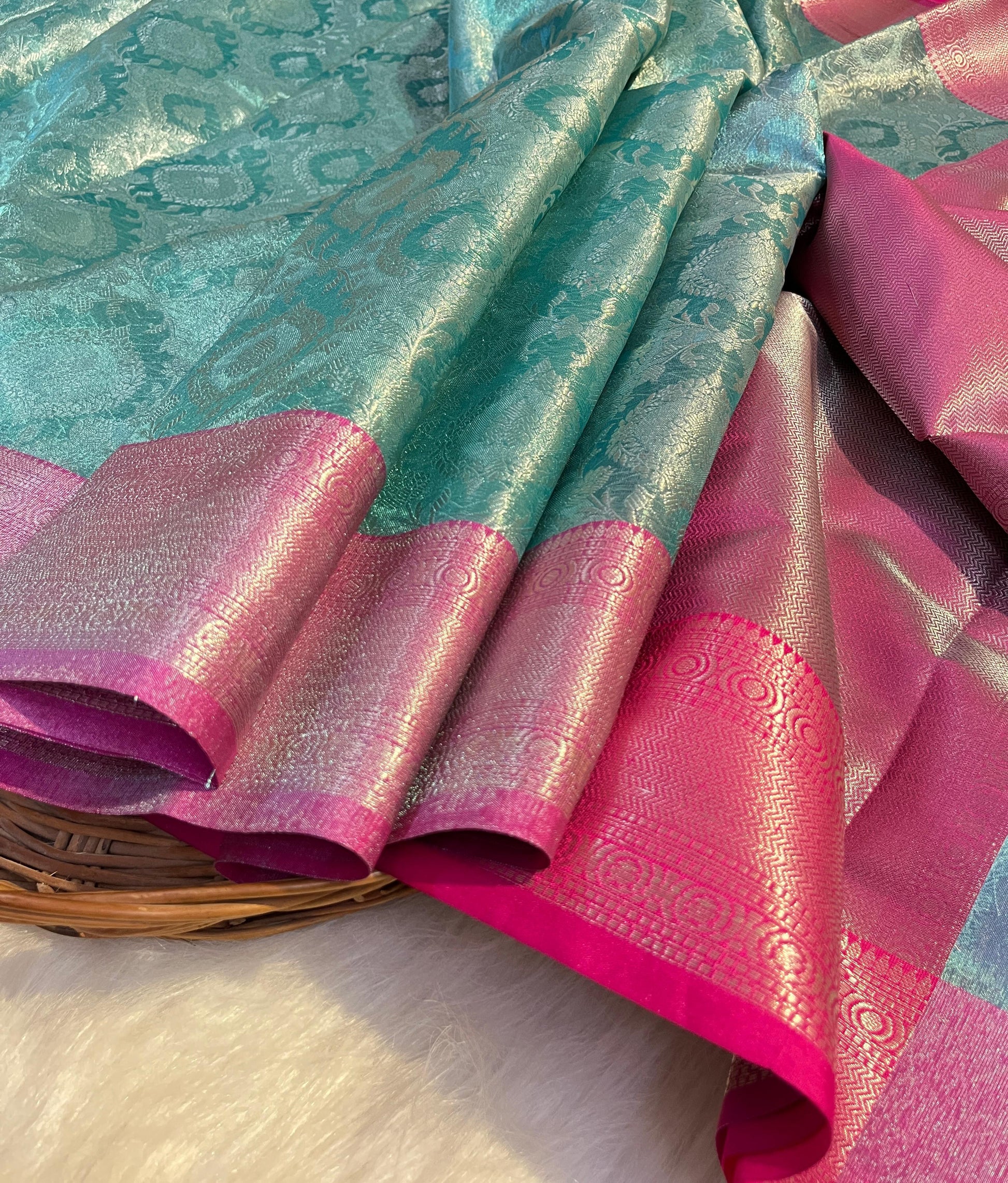 Light Blue Color Banarasi Tissue Silk Saree Alna Apparels