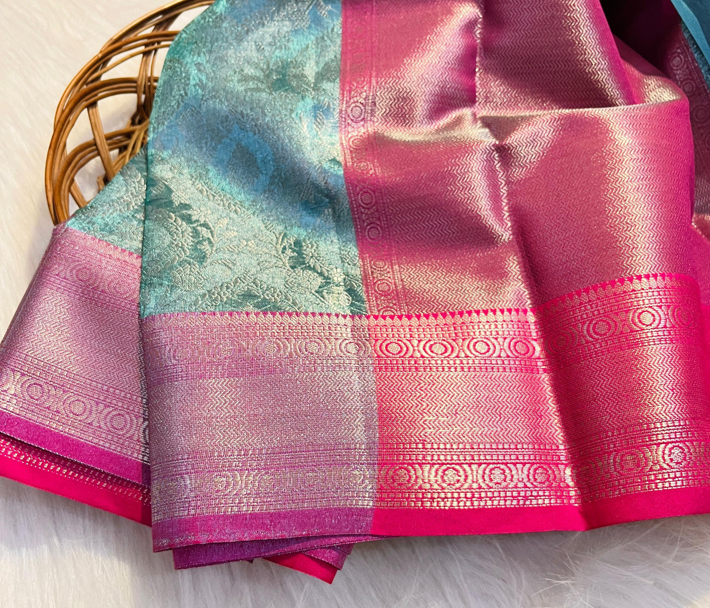 Light Blue Color Banarasi Tissue Silk Saree Alna Apparels