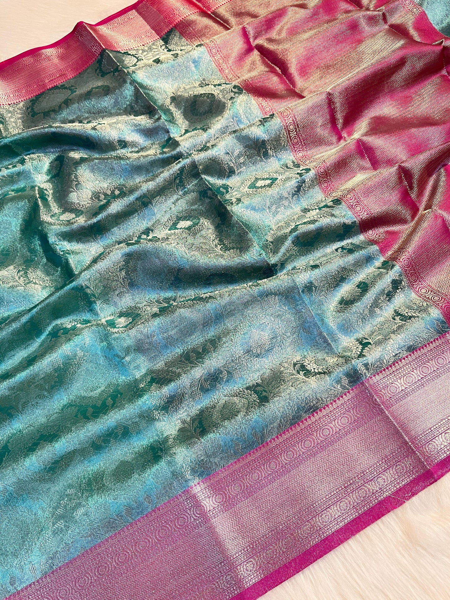 Light Blue Color Banarasi Tissue Silk Saree Alna Apparels