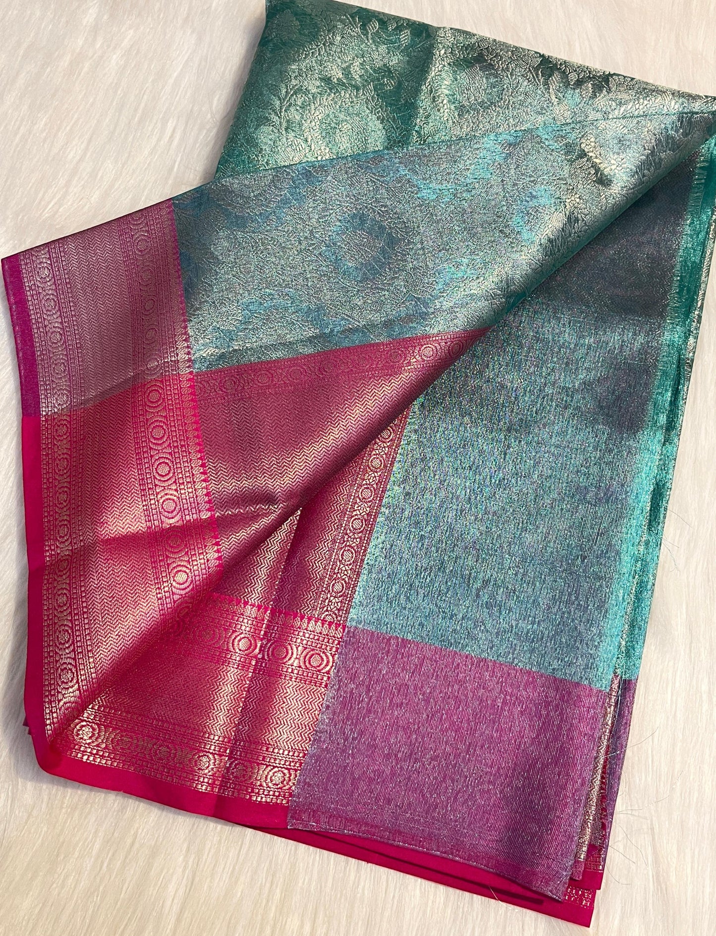 Light Blue Color Banarasi Tissue Silk Saree Alna Apparels