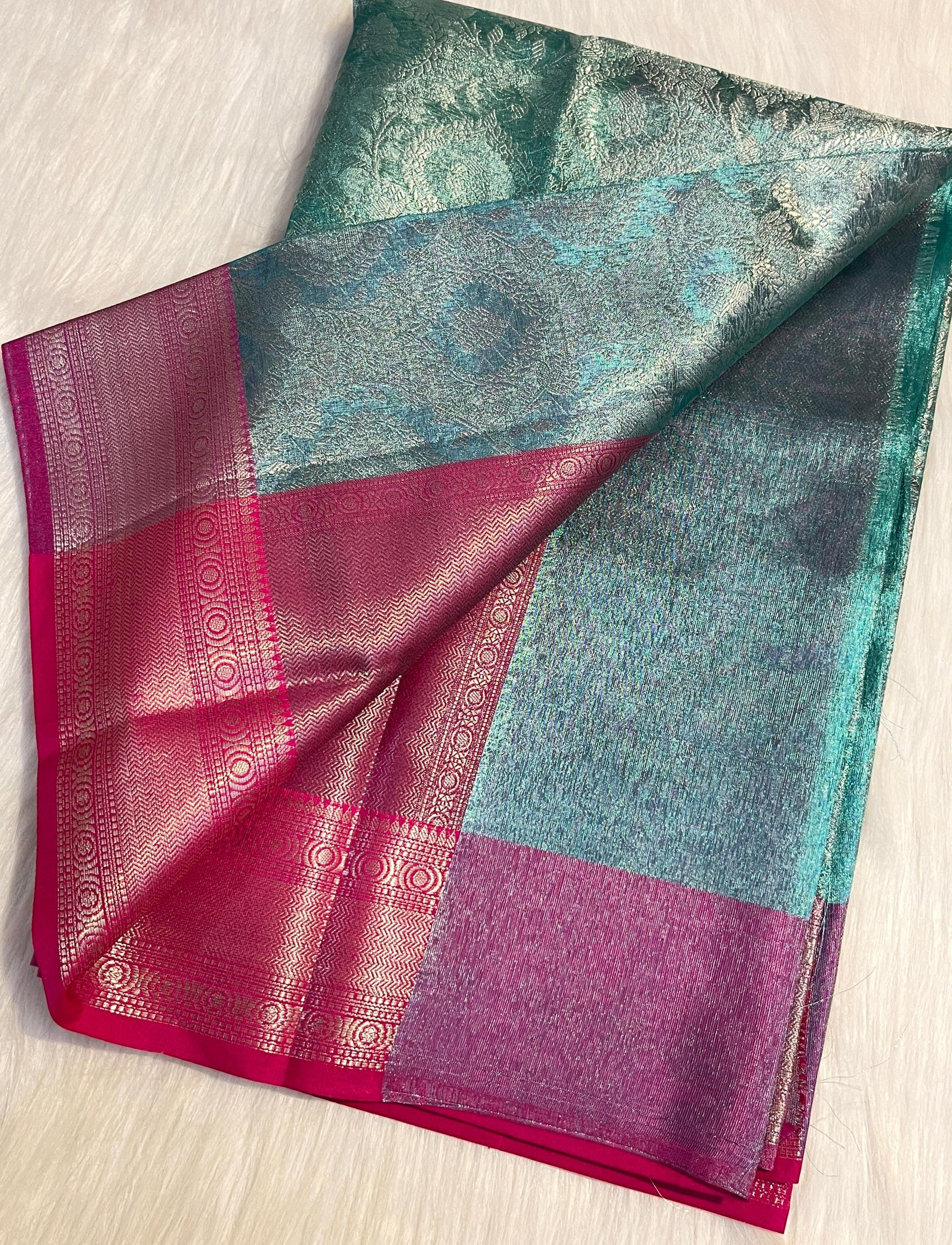 Light Blue Color Banarasi Tissue Silk Saree Alna Apparels