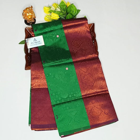 Green Color Soft Silk Saree Alna Apparels