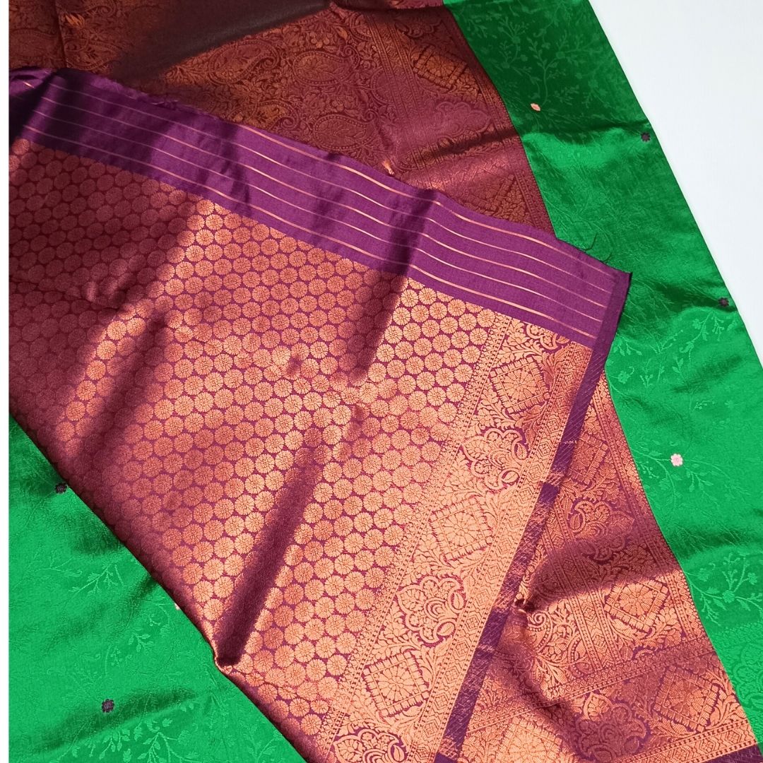 Green Color Soft Silk Saree Alna Apparels