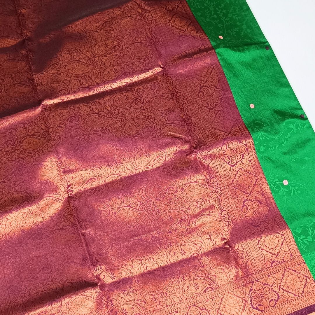 Green Color Soft Silk Saree Alna Apparels