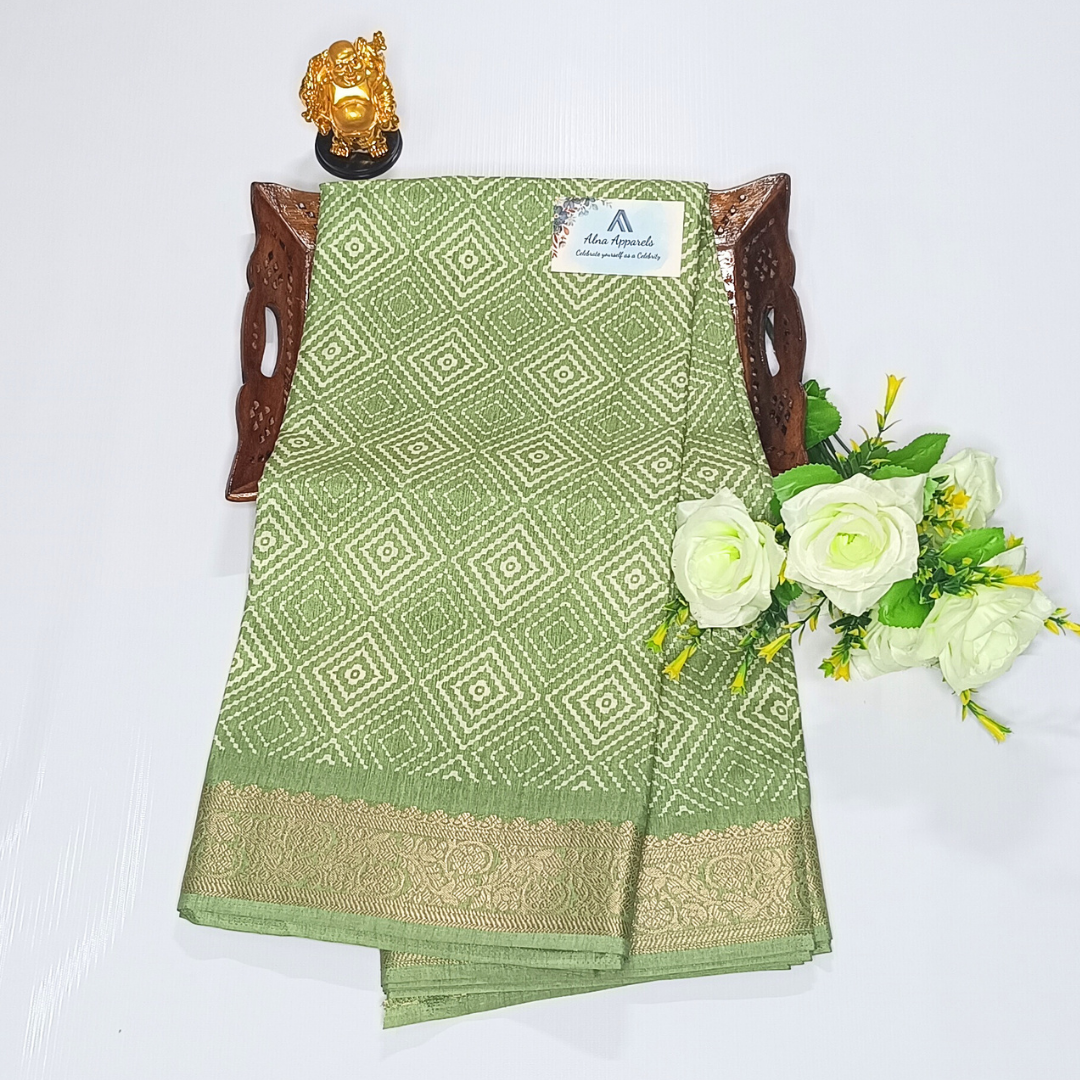 Light Green Dola Silk Sarees Alna Apparels