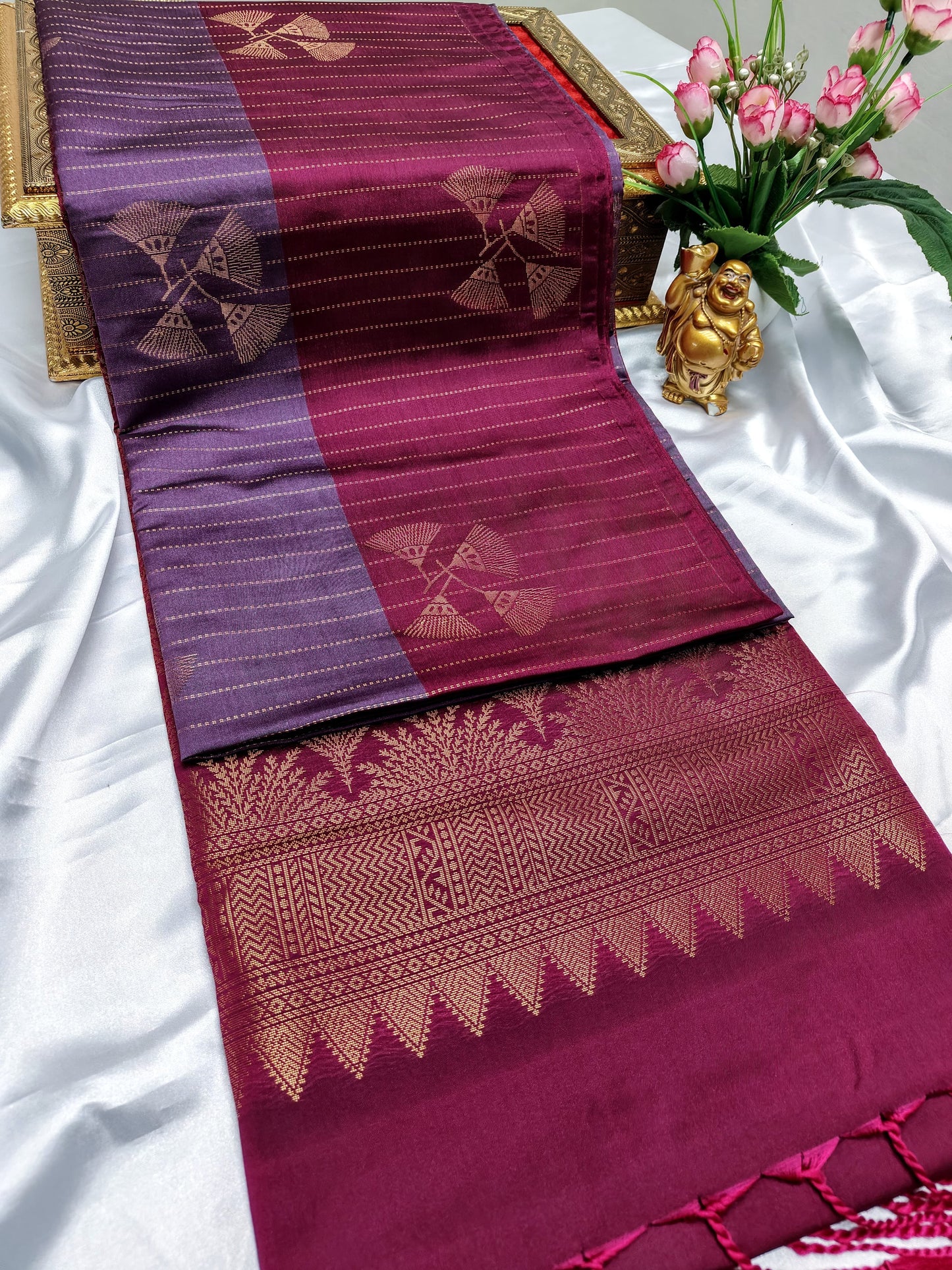 Lavender Color Kanchivaram Silk Saree Alna Apparels