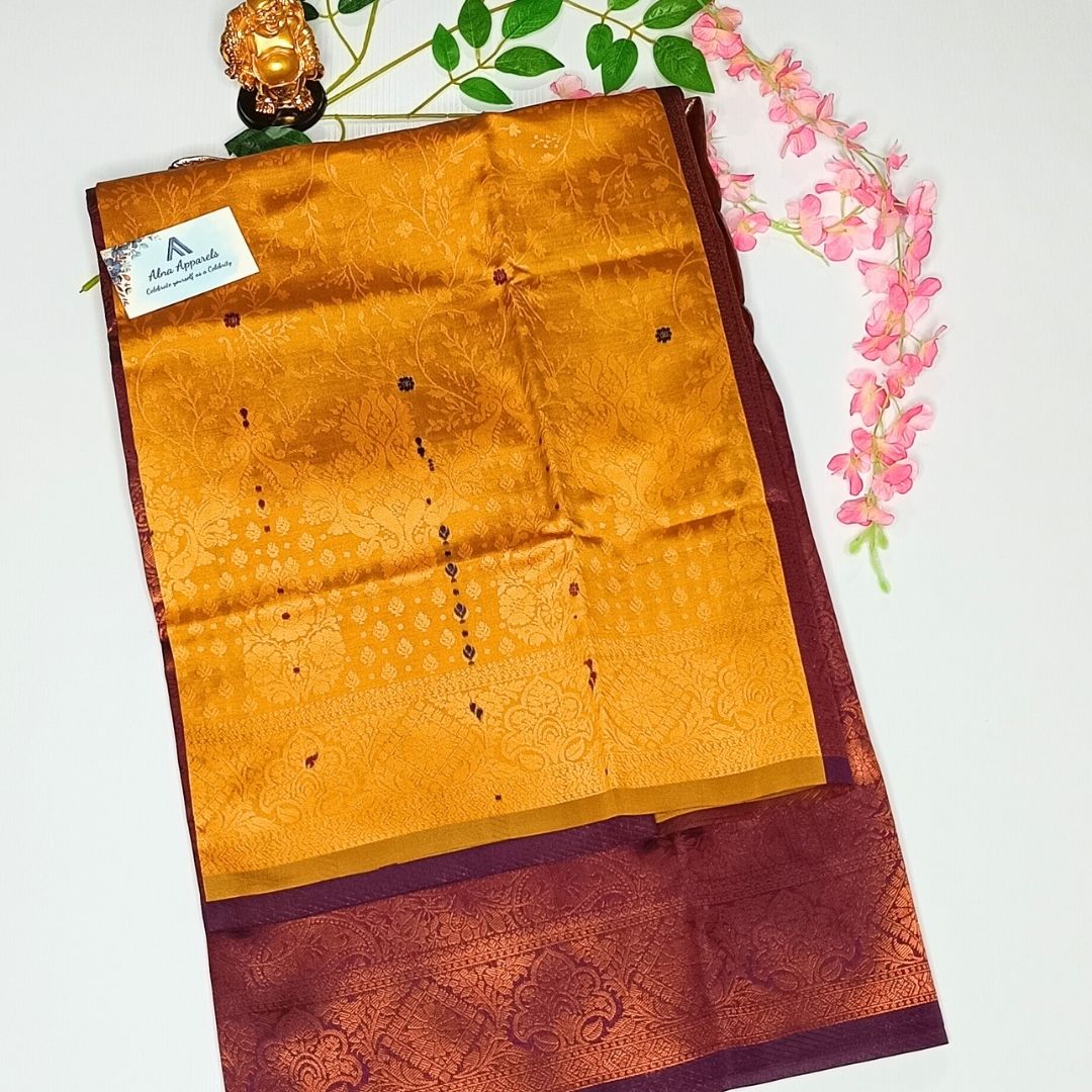 Mustard Color Soft Silk Saree Alna Apparels