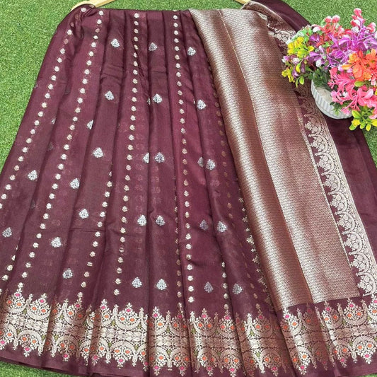 Brown Banarasi Warm Silk Saree Alna Apparels