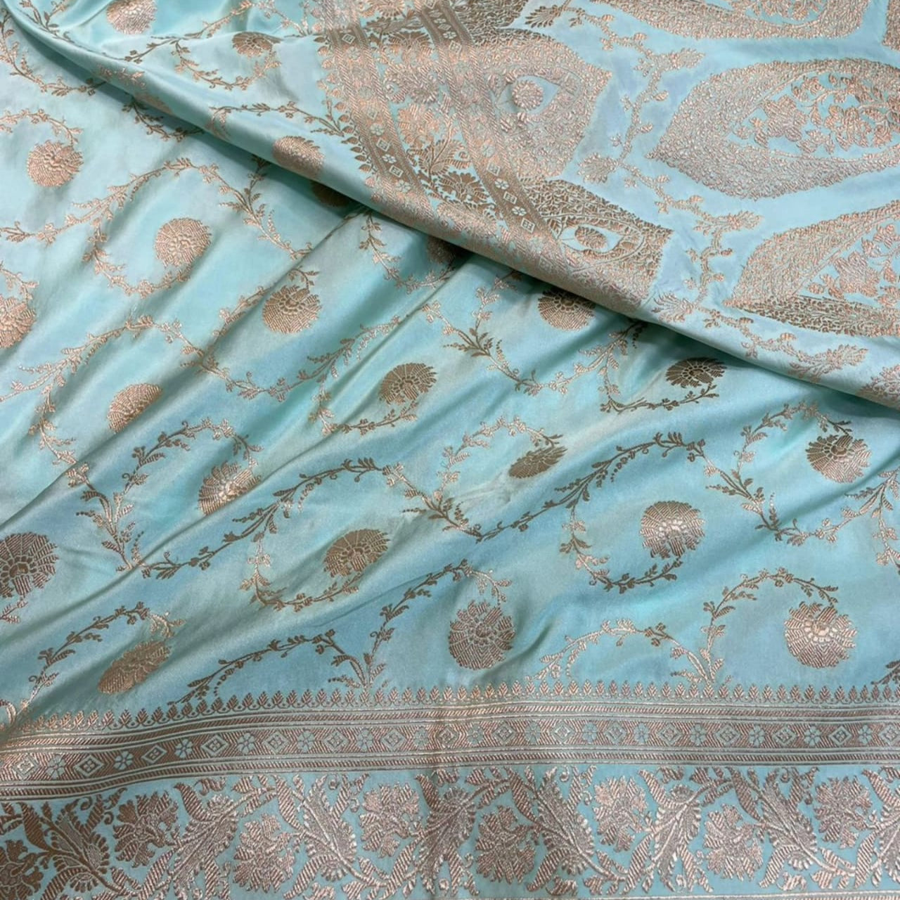 Light Blue Color Pure Banarasi Mysore Silk Saree Alna Apparels