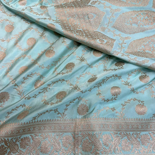 Light Blue Color Pure Banarasi Mysore Silk Saree Alna Apparels
