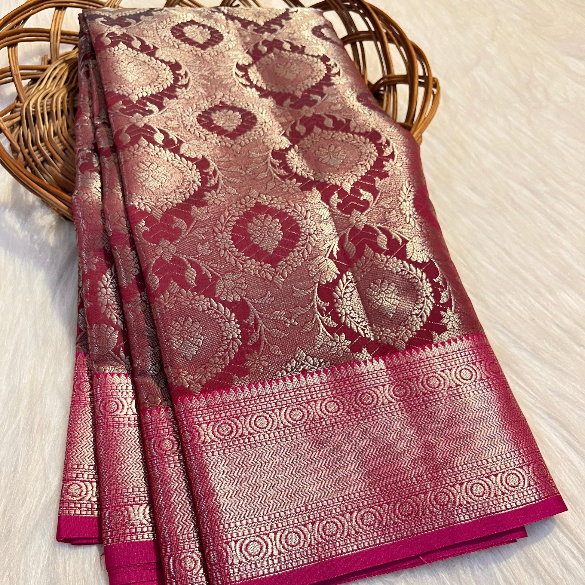 Red Banarasi Tissue Silk Saree Alna Apparels