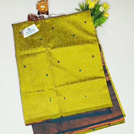 Parrot Green Color Soft Silk Saree Alna Apparels