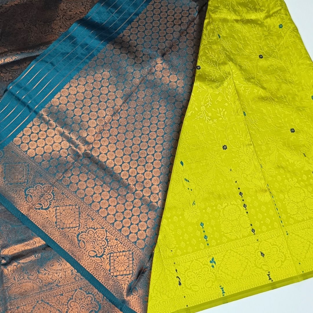 Parrot Green Color Soft Silk Saree Alna Apparels