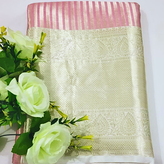 Pink Color Banarasi Tissue Silk Saree Alna Apparels