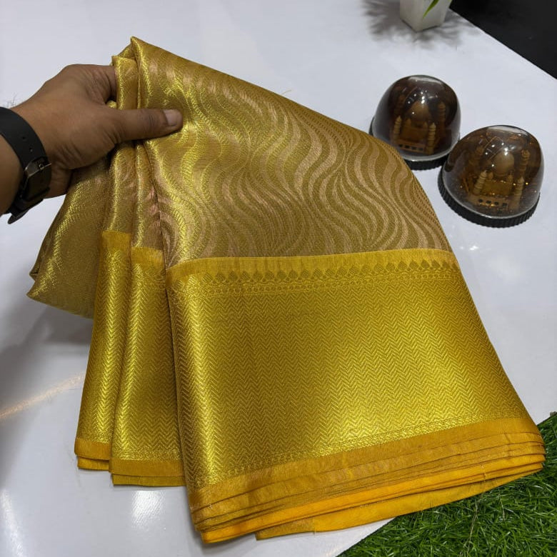 Gold Color Banarasi Tissue Silk Saree Alna Apparels
