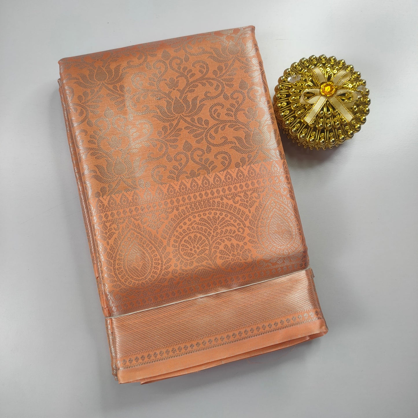 Orange Color Kanchipuram Soft Tissue Silk Saree Alna Apparels