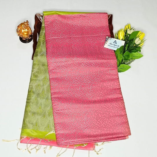 Pink color Soft Semi Silk Saree Alna Apparels