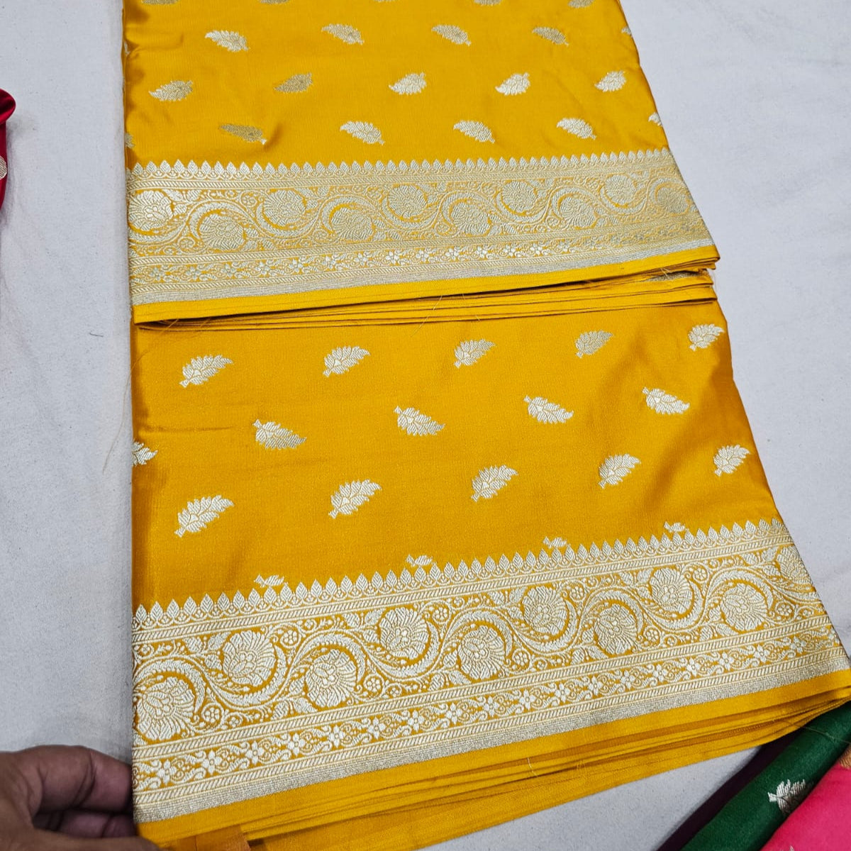 Yellow Pure Banarasi Mashru Silk Saree Alna Apparels