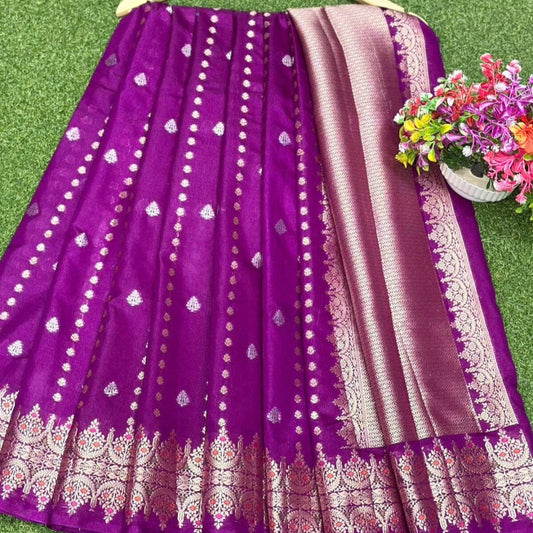 Purple Banarasi Warm Silk Meenakari Work Saree Alna Apparels