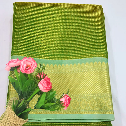 Green Banarasi Tissue Silk Saree Alna Apparels