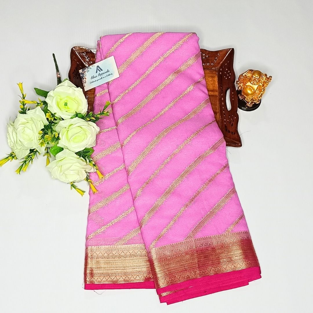 Pink Banarasi Georgette Saree Alna Apparels