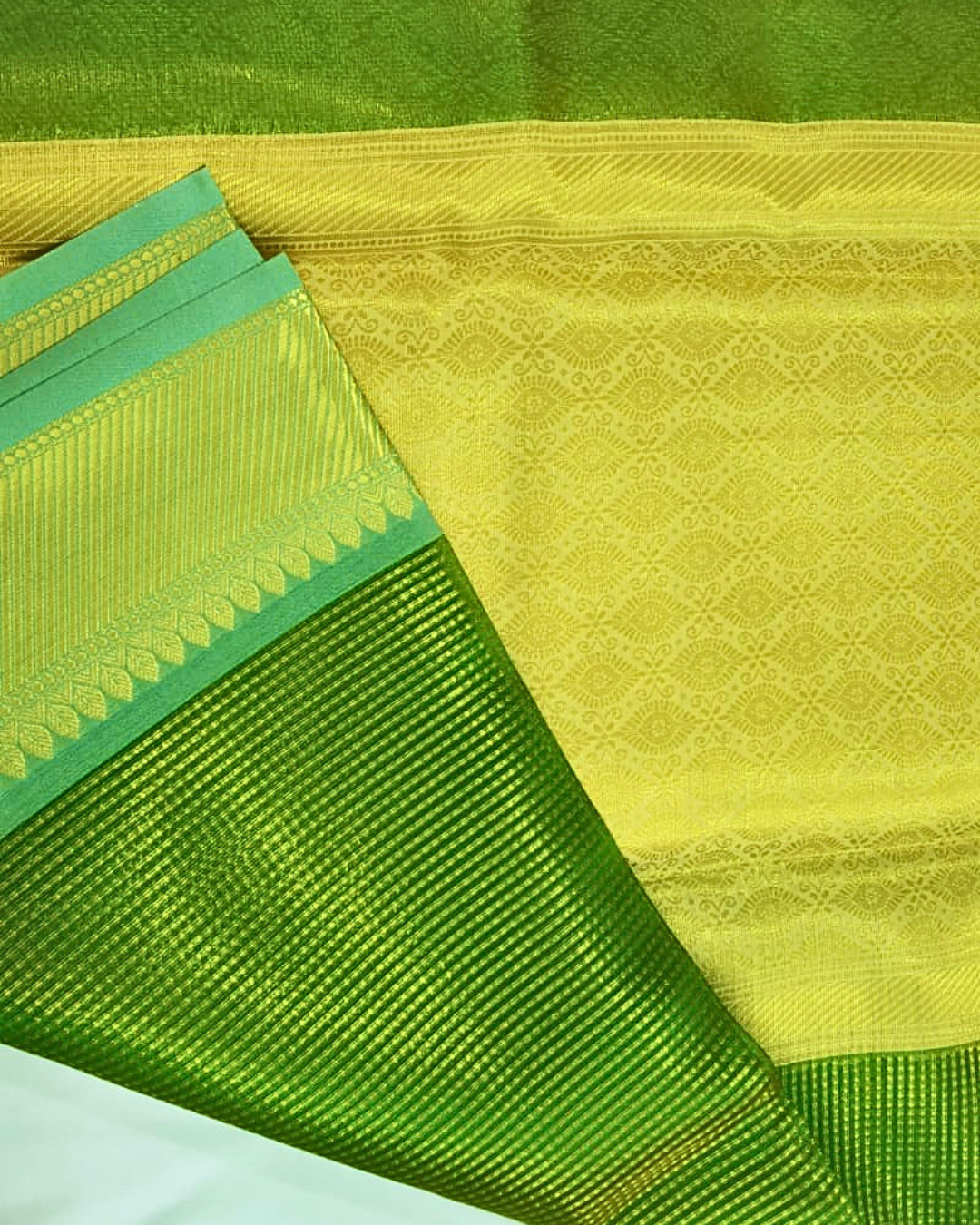 Green Banarasi Tissue Silk Saree Alna Apparels