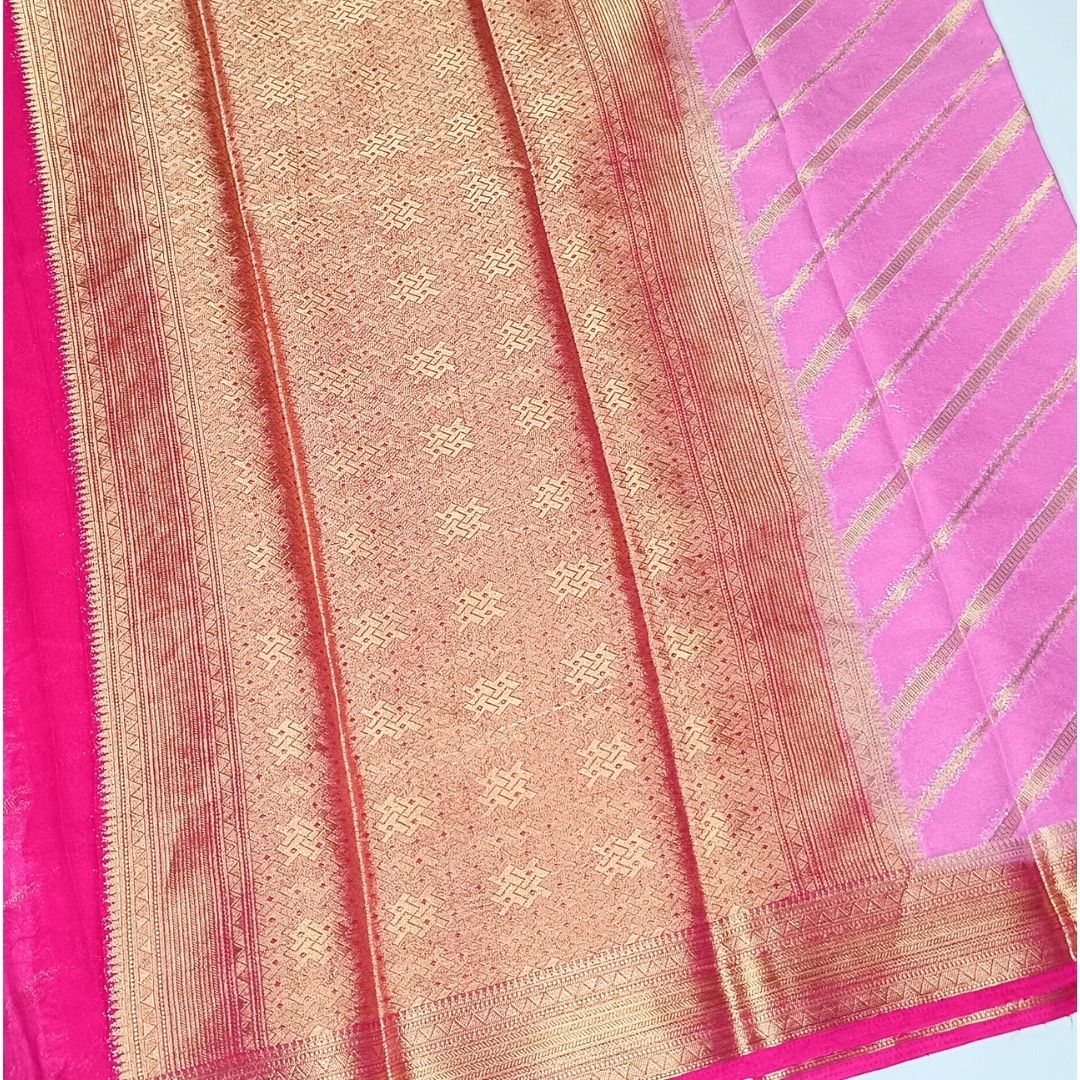 Pink Banarasi Georgette Saree Alna Apparels