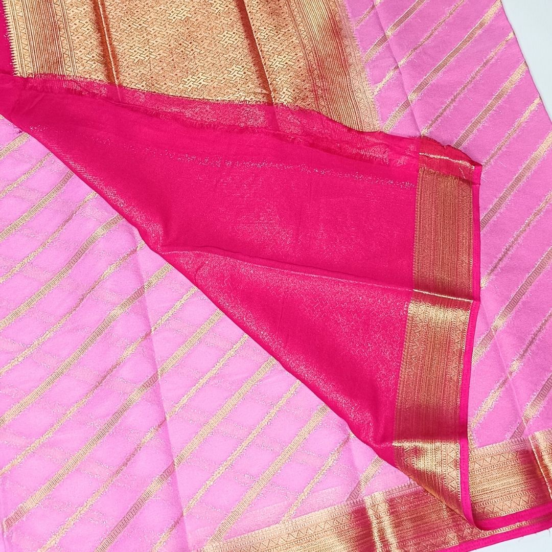 Pink Banarasi Georgette Saree Alna Apparels