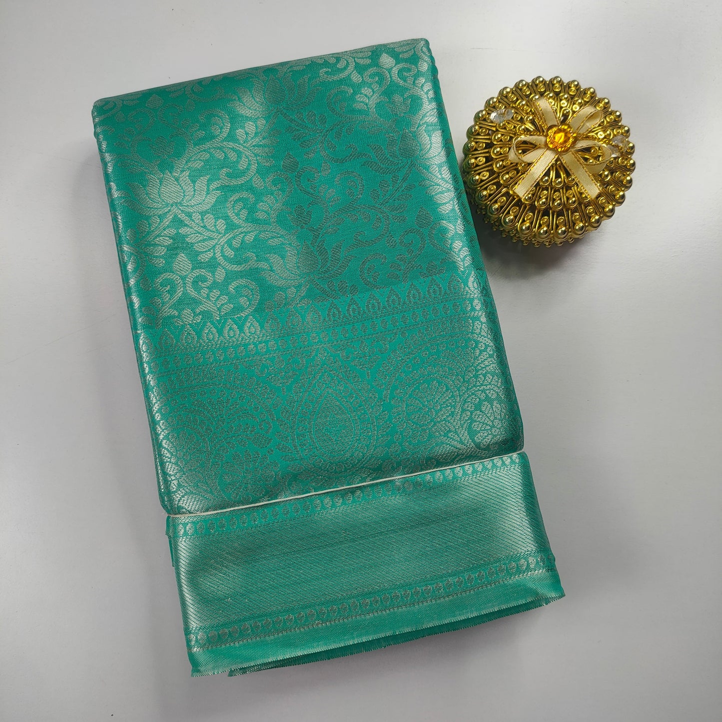 Rama Green Color Kanchipuram Soft Tissue Silk Saree Alna Apparels