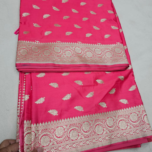 Pink Pure Banarasi Mashru Silk Saree Alna Apparels
