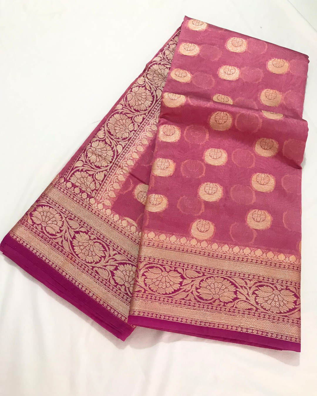 Pink Banarasi Georgette Saree Alna Apparels