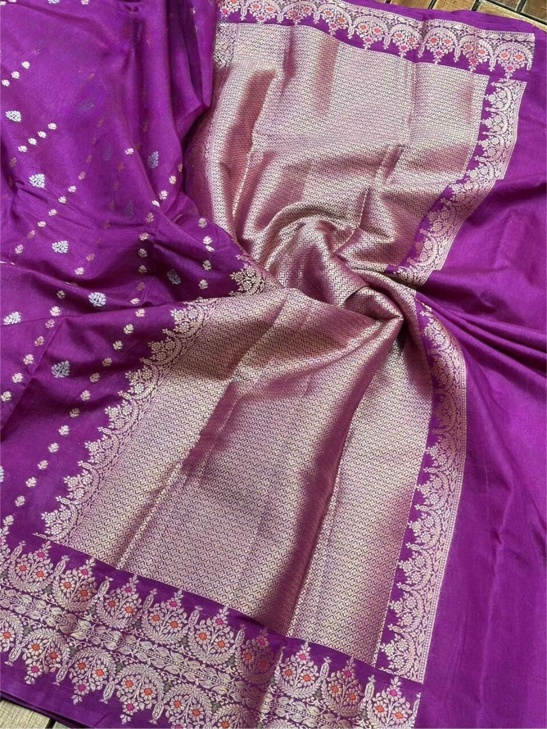 Purple Banarasi Warm Silk Meenakari Work Saree Alna Apparels