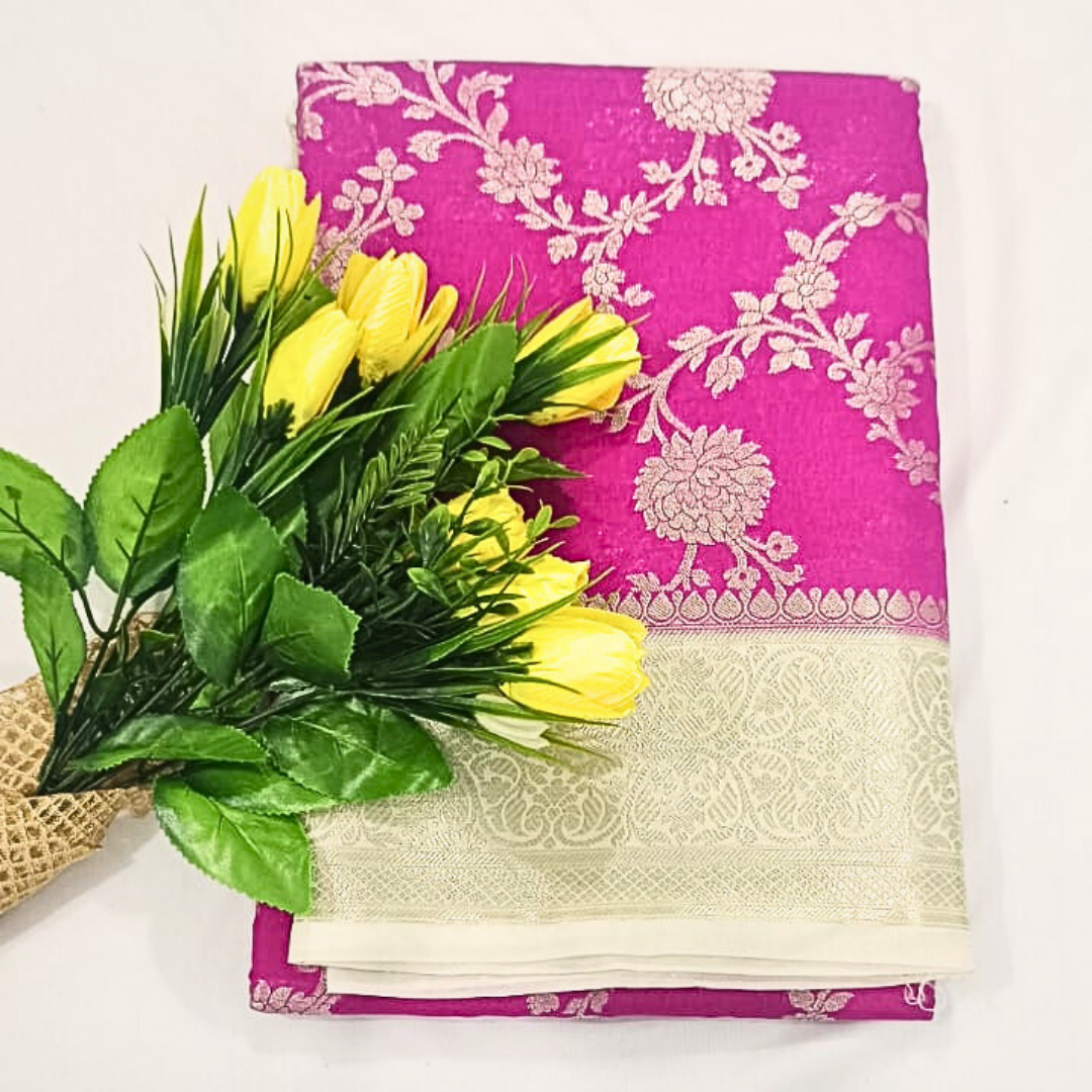 Pink Color  Banarasi Silk Saree Alna Apparels