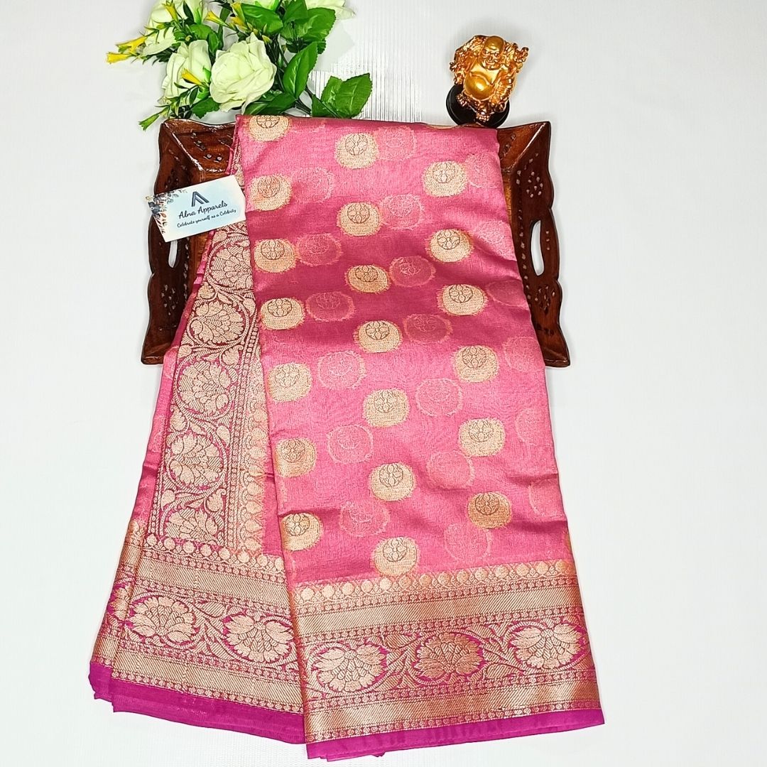 Pink Banarasi Georgette Saree Alna Apparels