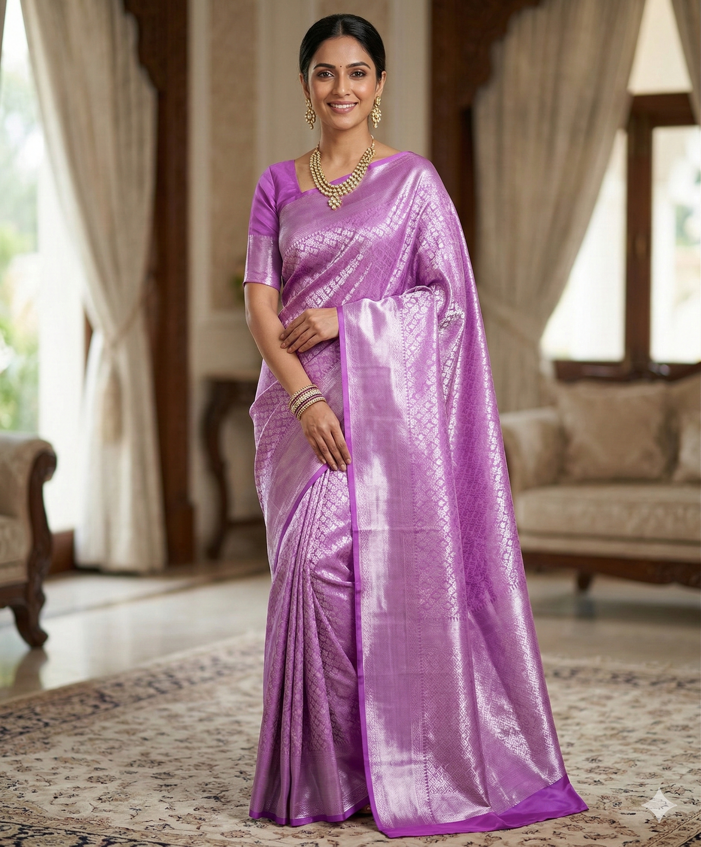 Aishwarya Inspired Pink Banarasi Tissue Silk Saree Alna Apparels