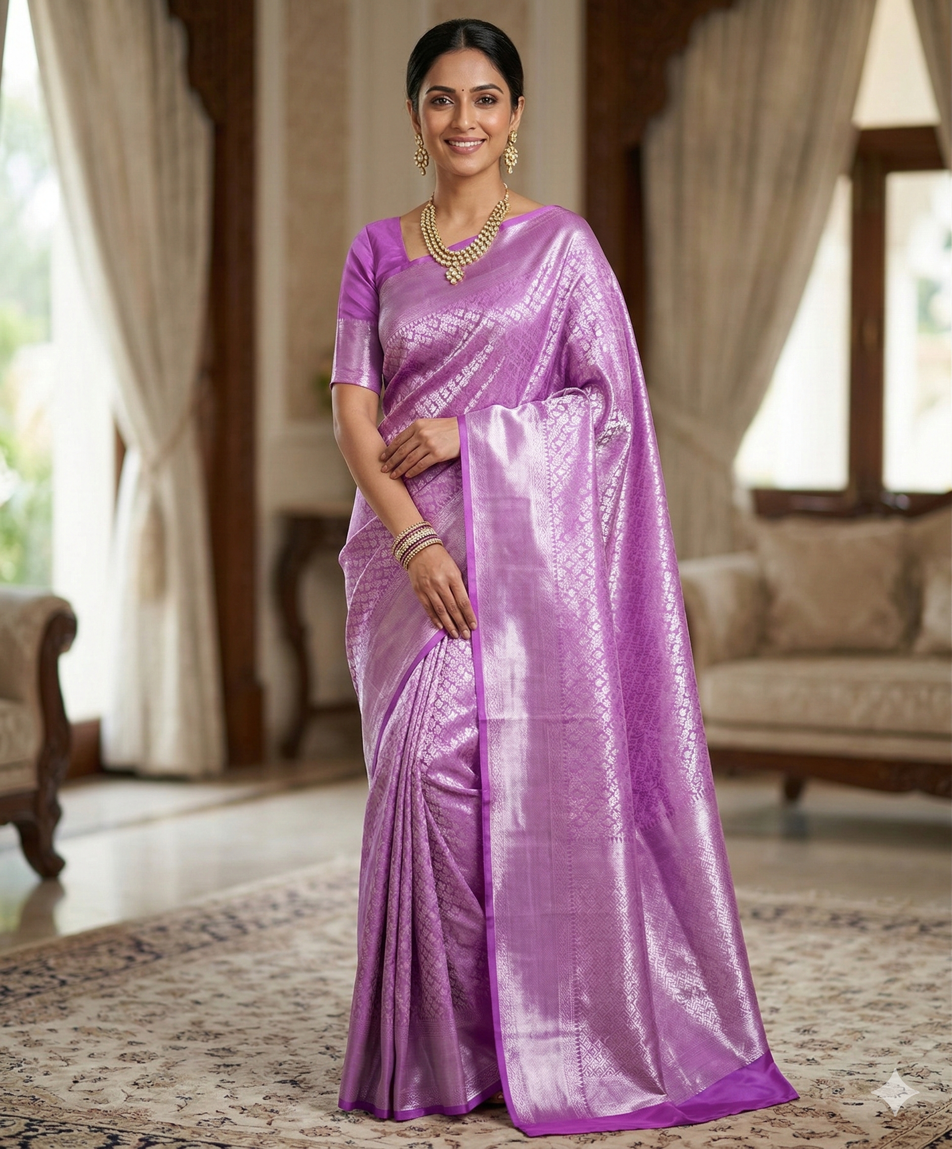 Aishwarya Inspired Pink Banarasi Tissue Silk Saree Alna Apparels