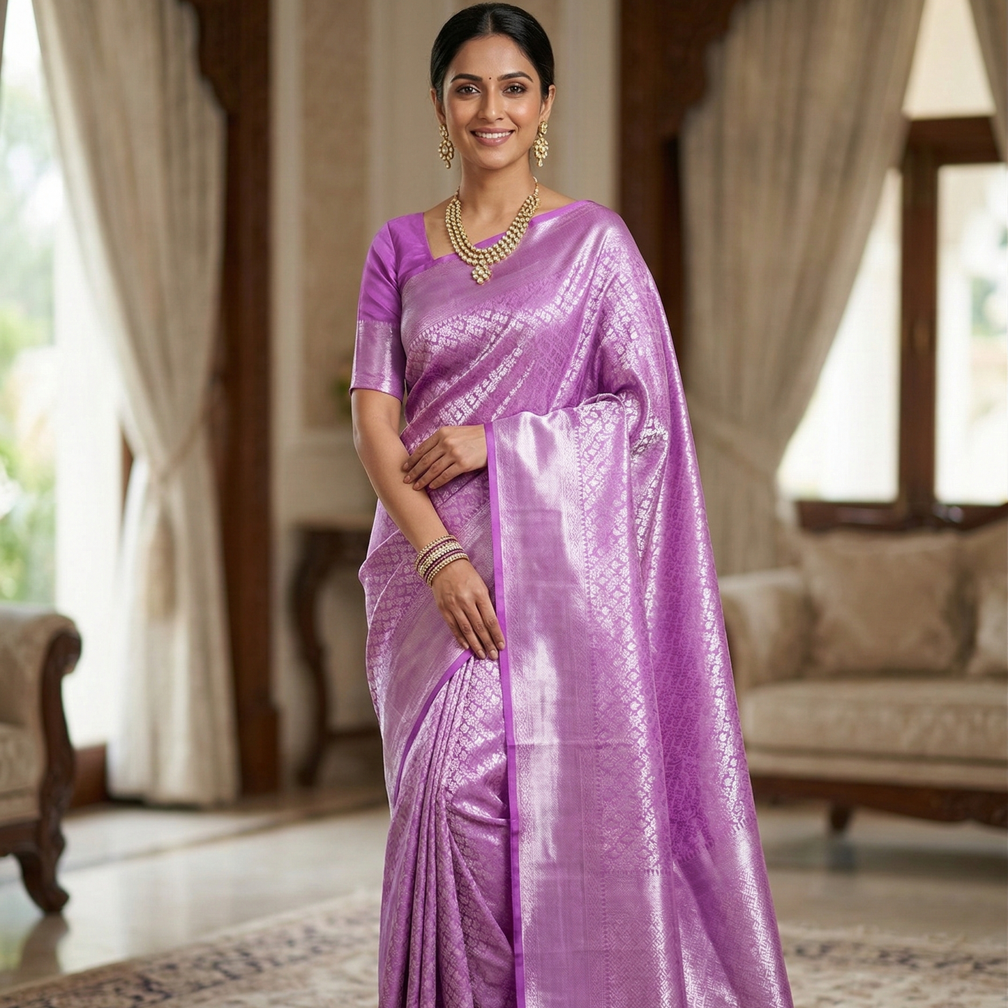 Aishwarya Inspired Pink Banarasi Tissue Silk Saree Alna Apparels