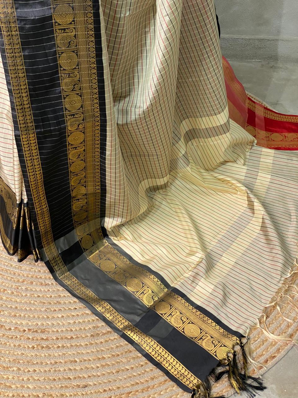 Ash Color Banarasi Ganga Jamuna Soft Silk Saree Alna Apparels