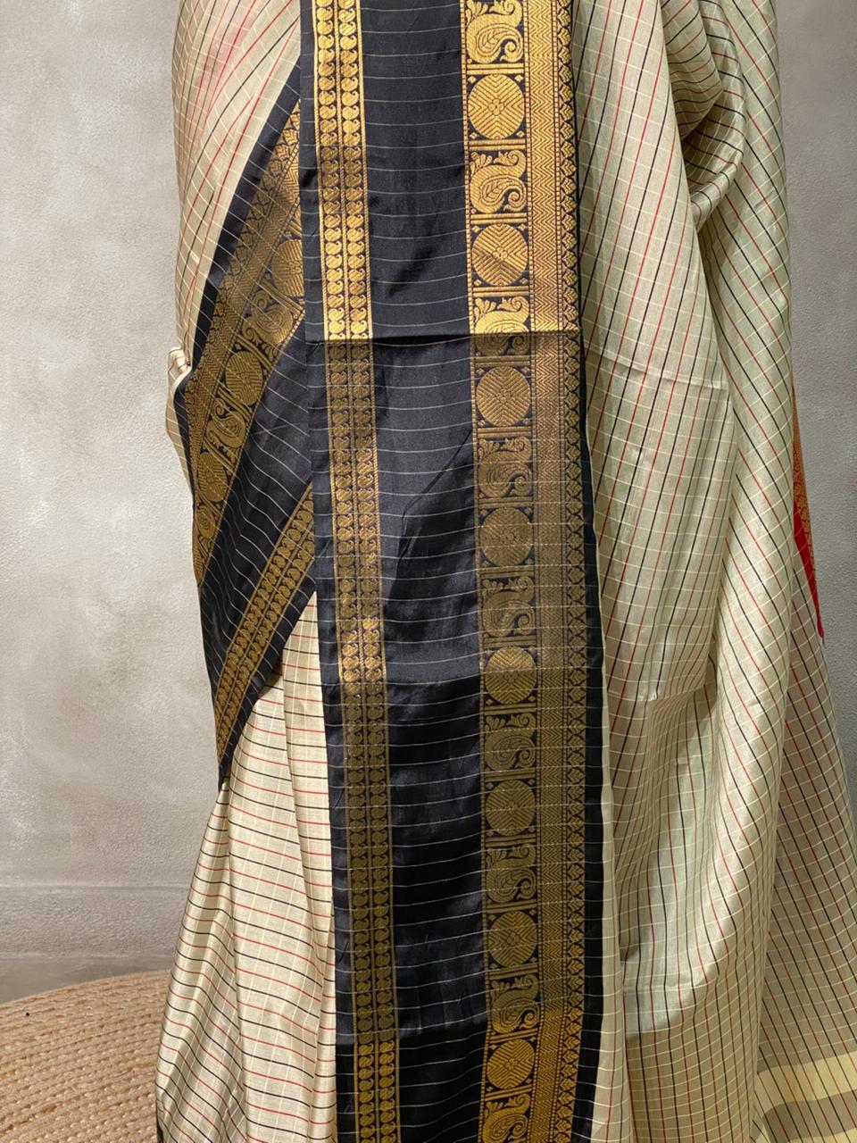 Ash Color Banarasi Ganga Jamuna Soft Silk Saree Alna Apparels