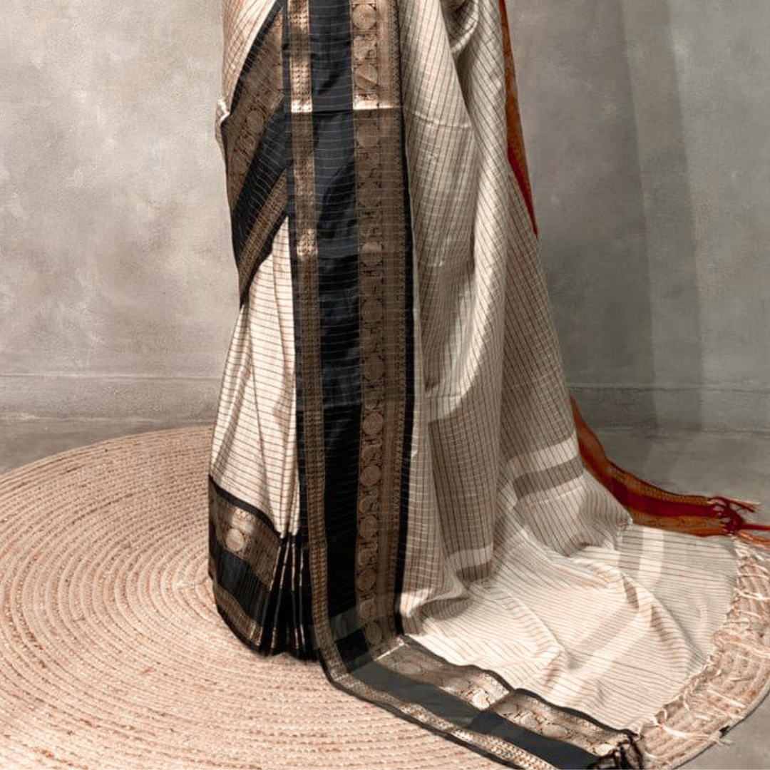 Ash Color Banarasi Ganga Jamuna Soft Silk Saree Alna Apparels